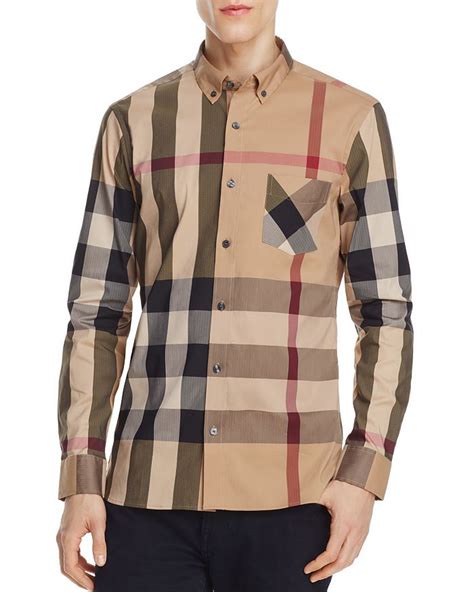 BurberryThornaby Plaid Regular Fit Button